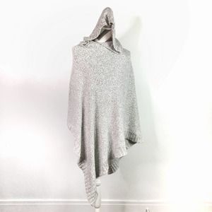 525 America hooded knit grey ribbed poncho sweater One Size fits all